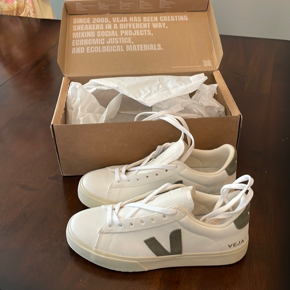 Veja sneakers, size 8 men / 10 women, extra white/kaki.  Brand new in box.
